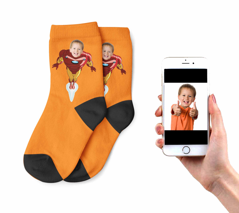 Custom Kids Ironman Socks - We Print Your Kids Face On Ironman Socks – Socks  Smile